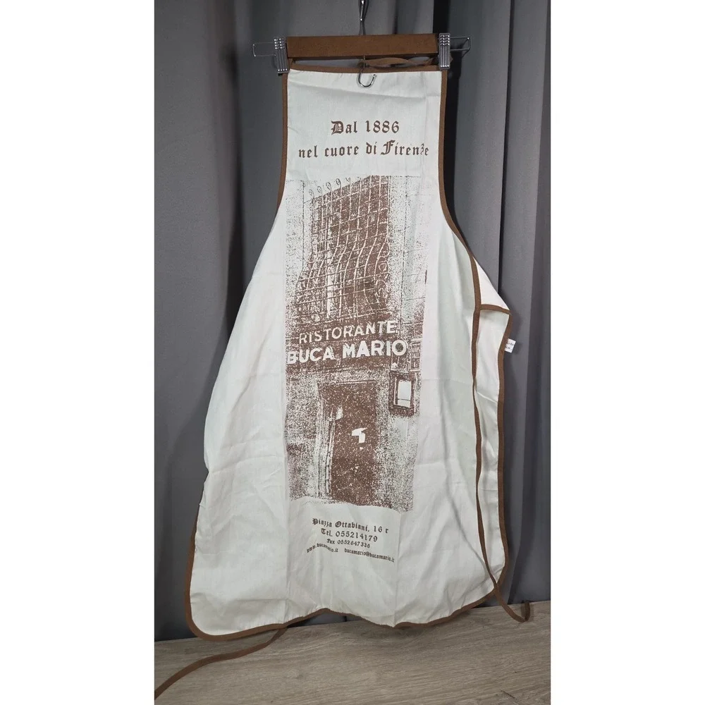 Ristorante Buca Mario Italy Piazza  Cream Brown Trim Apron Historic Florentine